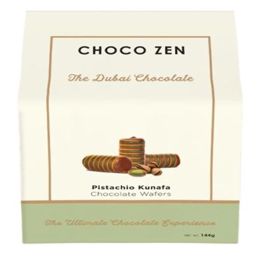 Choco Zen Pistachio Kunafa Dubai Chocolate Wafer Rolls, 144G